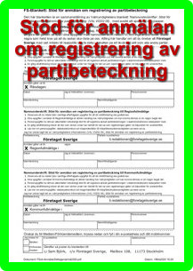 Stöd för anmälan om registrering av partibeteckning