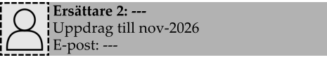 Ersättare 2: --- Uppdrag till nov-2026 E-post: ---