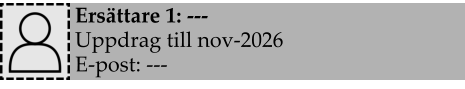 Ersättare 1: --- Uppdrag till nov-2026 E-post: ---