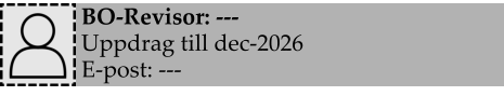 BO-Revisor: --- Uppdrag till dec-2026 E-post: ---